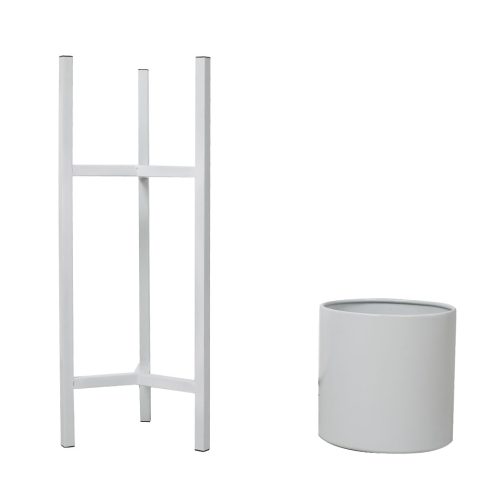Plant Stand Garden Planter Metal Flower Pot Rack Corner Shelving Indoor Outdoor – 21 x 21 x 60 cm, White