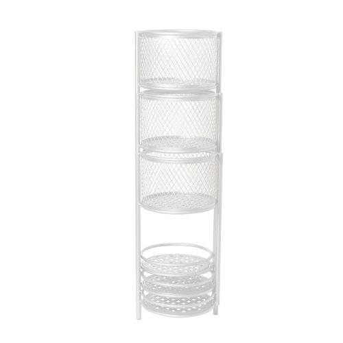 6 Tier Plant Stand Swivel Outdoor Indoor Metal Stands Flower Shelf Rack Garden – White