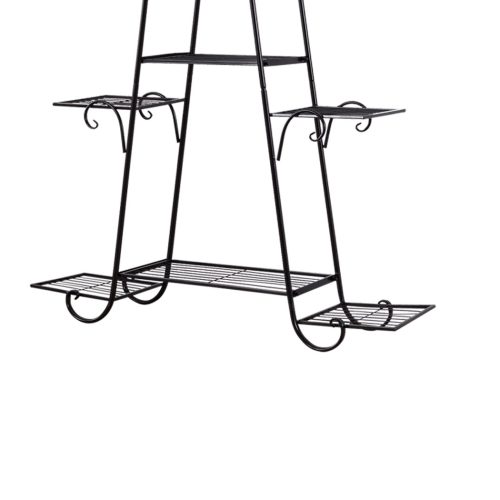 Outdoor Indoor Metal Plant Stand Flower Pots Rack Garden Corner Shelf – Black