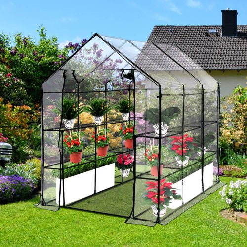 Walk In Greenhouse Garden Shed PVC Cover Film Tunnel Green House Plant – 3 Tier