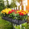 Plant Holder Plant Stand Hanging Flower Pot Basket Garden Wall Rack Shelf Rectangle – Black