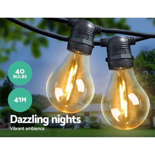 Jingle Jollys LED Festoon String Lights Bulbs Kits Wedding Party Christmas – 41 m