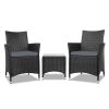 3 Piece Wicker Outdoor Furniture Set – Black