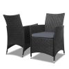 3 Piece Wicker Outdoor Furniture Set – Black