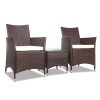 3 Piece Wicker Outdoor Furniture Set – Brown