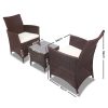 3 Piece Wicker Outdoor Furniture Set – Brown