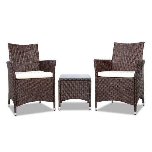 3 Piece Wicker Outdoor Furniture Set – Brown