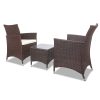 3 Piece Wicker Outdoor Furniture Set – Brown