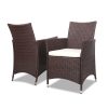 3 Piece Wicker Outdoor Furniture Set – Brown