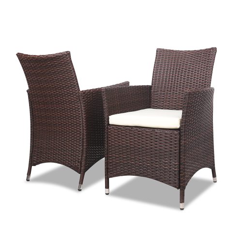 3 Piece Wicker Outdoor Furniture Set – Brown