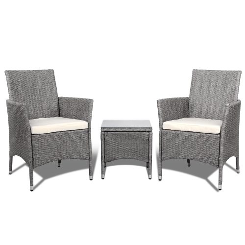 3 Piece Wicker Outdoor Furniture Set – Grey