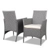 3 Piece Wicker Outdoor Furniture Set – Grey