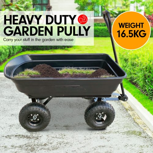 Garden Dump Cart Dumper Wagon Carrier Wheel Barrow – 75 L