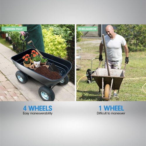 Garden Dump Cart Dumper Wagon Carrier Wheel Barrow – 75 L