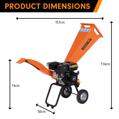 7HP Wood Chipper Shredder Mulcher Grinder Petrol – Orange