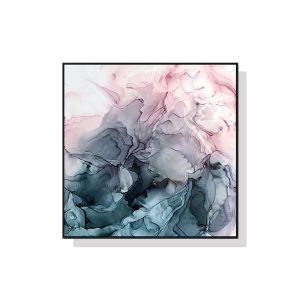 Marbled Pink Grey Black Frame Canvas Wall Art