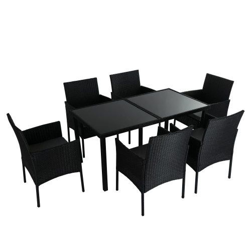 Outdoor Minimalist Wicker 6-Seater Dining Set