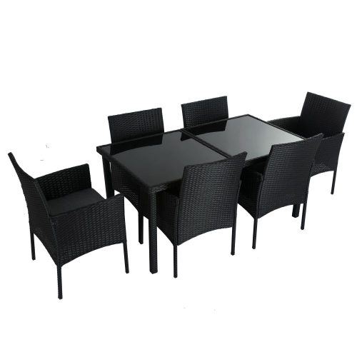 Outdoor Minimalist Wicker 6-Seater Dining Set