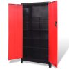 Tool Cabinet with 2 Doors Steel 90x40x180 cm Black and Red