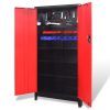 Tool Cabinet with 2 Doors Steel 90x40x180 cm Black and Red