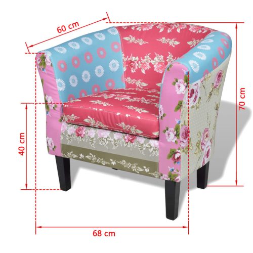 Armchair with Footstool Patchwork Design Fabric