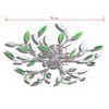 Ceiling Lamp Acrylic Crystal Leaf Arms 3 E14 Bulbs – 70×15 cm, Green