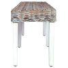 Bench 160 cm White Natural Kubu Rattan and Solid Mango Wood