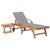 Sun Lounger with Cushion Solid Teak Wood