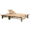 2-Person Sun Lounger with Cushions Bamboo – Cream