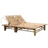 2-Person Sun Lounger with Cushions Bamboo – Cream