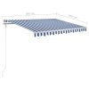 Freestanding Manual Retractable Awning – 300×250 cm, Blue and White