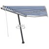 Freestanding Manual Retractable Awning – 300×250 cm, Blue and White