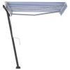 Freestanding Manual Retractable Awning – 300×250 cm, Blue and White