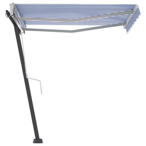Freestanding Manual Retractable Awning – 300×250 cm, Blue and White