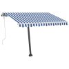 Freestanding Manual Retractable Awning – 300×250 cm, Blue and White