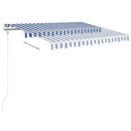 Freestanding Manual Retractable Awning – 300×250 cm, Blue and White