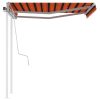 Manual Retractable Awning with Posts – 3×2.5 m, Orange and Brown