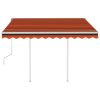 Manual Retractable Awning with Posts – 3×2.5 m, Orange and Brown