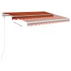 Manual Retractable Awning with Posts – 3×2.5 m, Orange and Brown