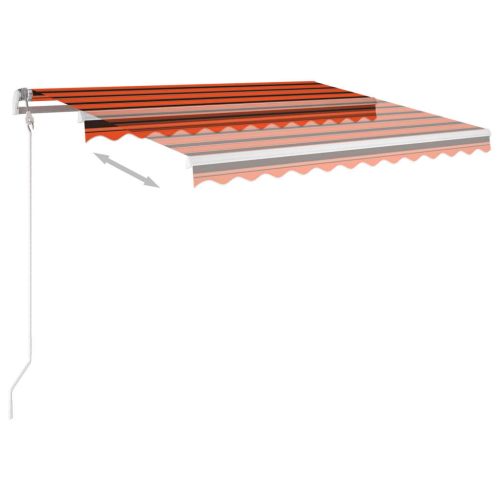Manual Retractable Awning with Posts – 3×2.5 m, Orange and Brown