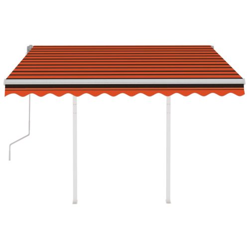 Manual Retractable Awning with Posts – 3×2.5 m, Orange and Brown