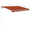 Manual Retractable Awning with Posts – 3×2.5 m, Orange and Brown