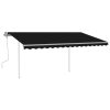 Manual Retractable Awning with Posts – 4.5×3 m, Anthracite