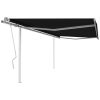 Manual Retractable Awning with Posts – 4.5×3 m, Anthracite
