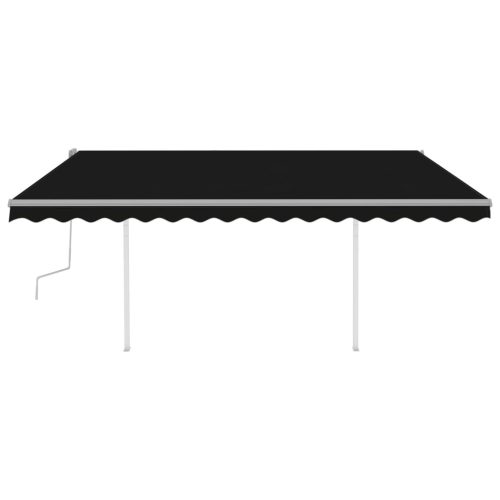 Manual Retractable Awning with Posts – 4.5×3 m, Anthracite