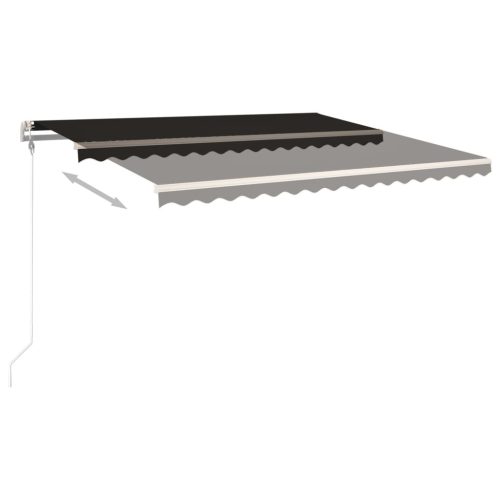 Manual Retractable Awning with Posts – 4.5×3 m, Anthracite