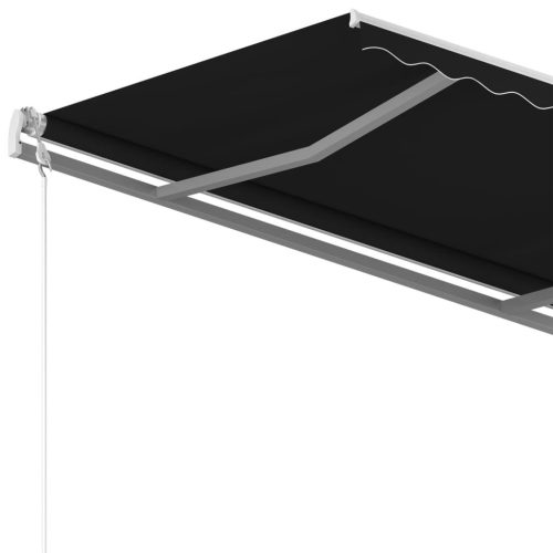 Manual Retractable Awning with Posts – 4.5×3 m, Anthracite