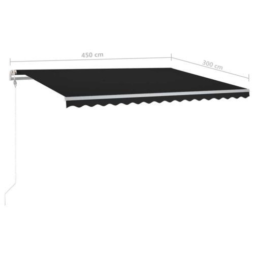 Manual Retractable Awning with Posts – 4.5×3 m, Anthracite