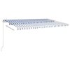 Manual Retractable Awning with Posts – 3×2.5 m, Blue and White