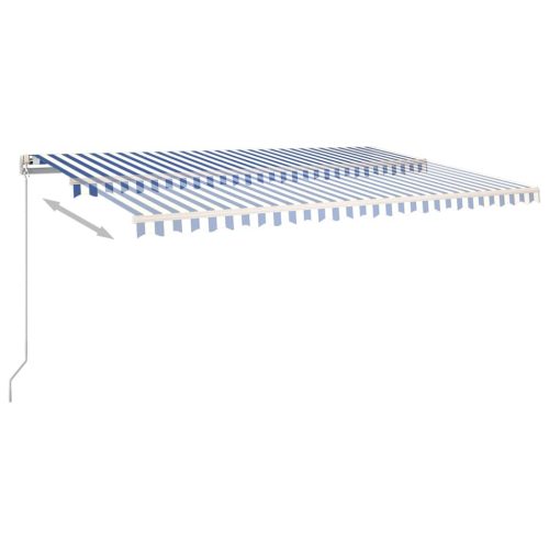 Manual Retractable Awning with Posts – 3×2.5 m, Blue and White
